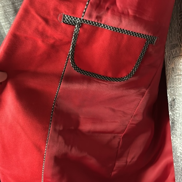 YFFUSHI Slim Fit Two Piece One Button Suit Red, With THAI SILK Shirt Like New - Picture 5 of 15